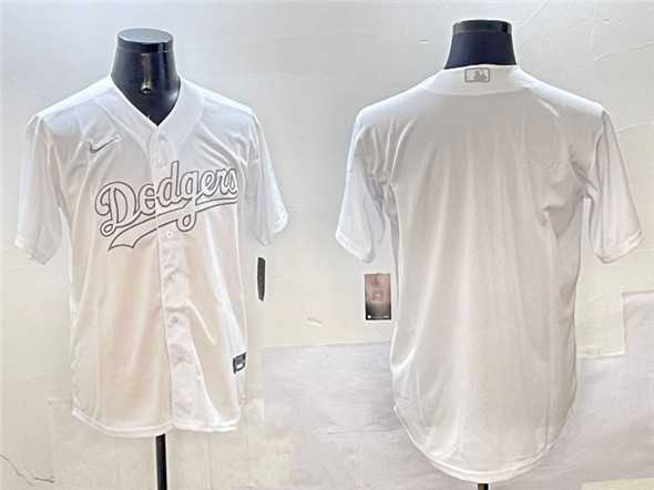Men%27s Los Angeles Dodgers Blank White Cool Base Stitched Jersey->los angeles dodgers->MLB Jersey